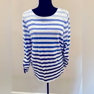Talbots Blue and White Striped Top with 3/4 sleeve. Petite XL